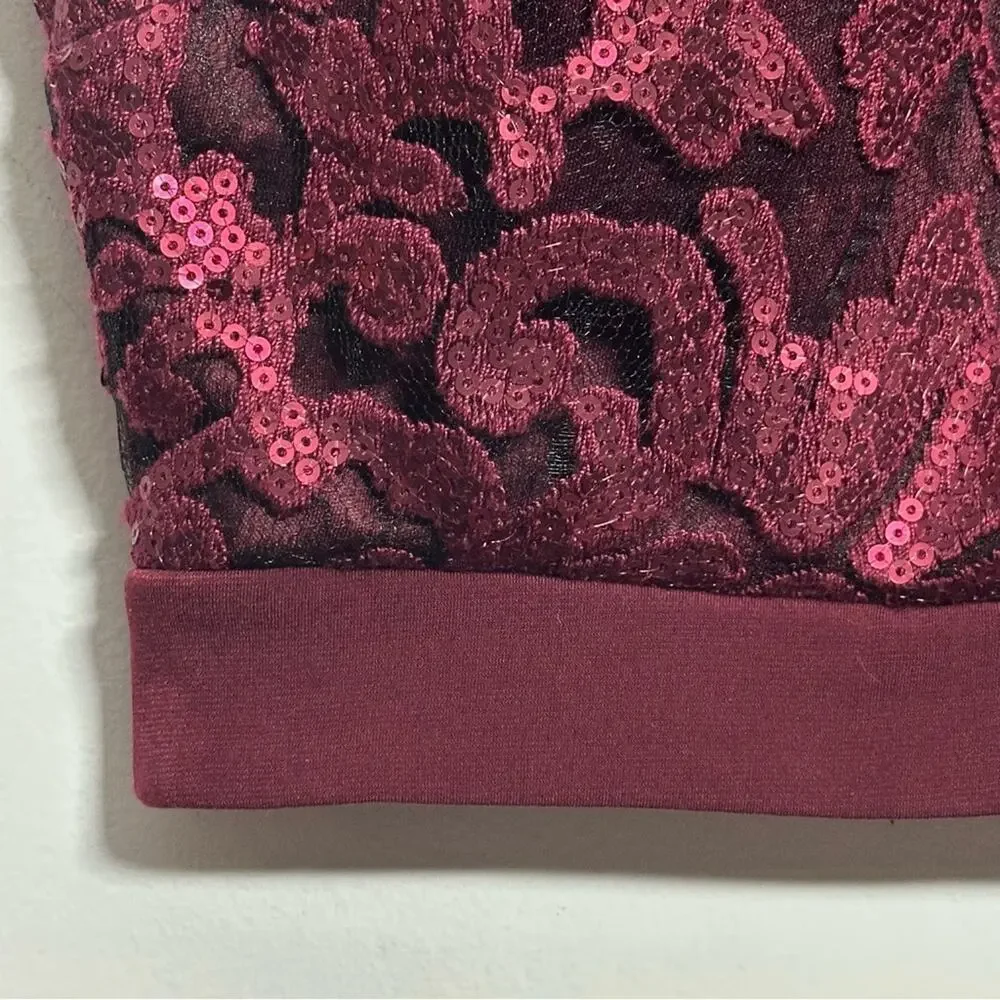 Sparkling Elegance Speechless Burgundy Lace Sequin Crop Top Size Adult 0 Dance
